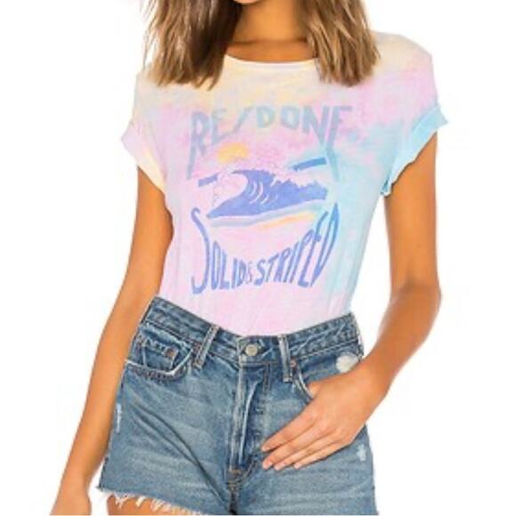RE/DONE x Solid & Striped Venice Tie Dye Graphic Cotton Tee Womens Medium - Picture 2 of 8